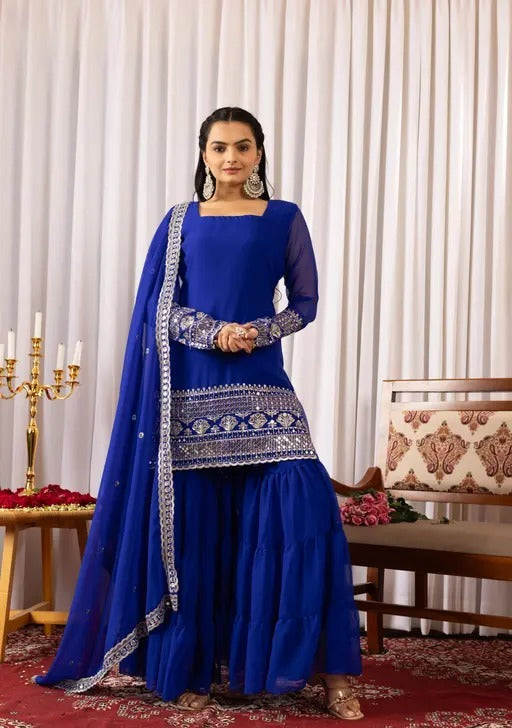 Stylish Teal Designer Indo Western