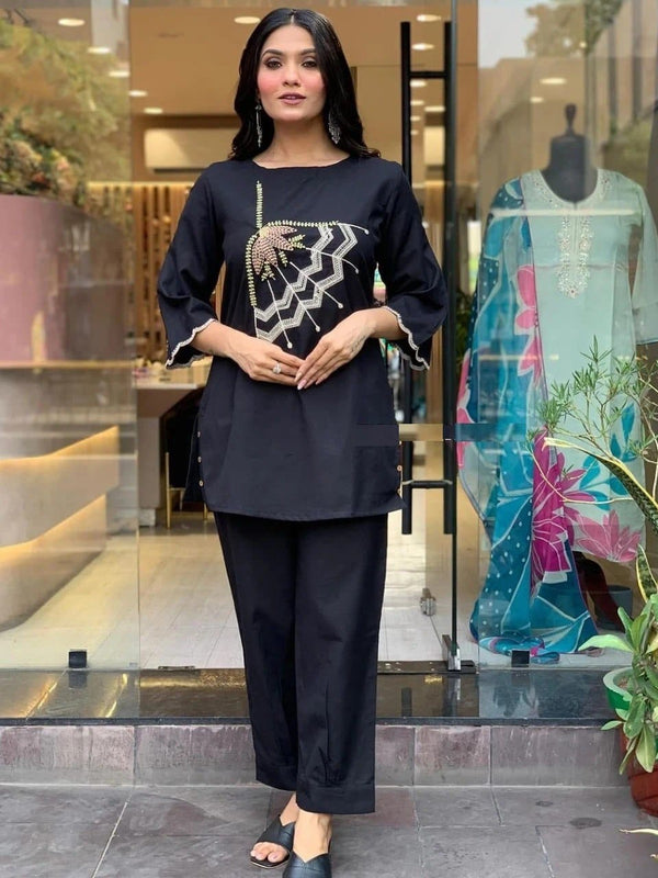 Black Embroidered Co-Ord Sets for Women
