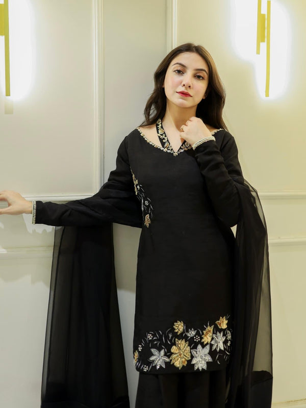 Natural Crep Silk Top-Bottom And Dupatta Set Fully Stitched Dresses