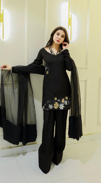 Natural Crep Silk Top-Bottom And Dupatta Set Fully Stitched Dresses