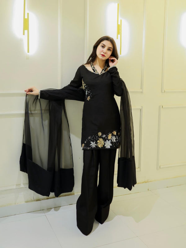 Natural Crep Silk Top-Bottom And Dupatta Set Fully Stitched Dresses