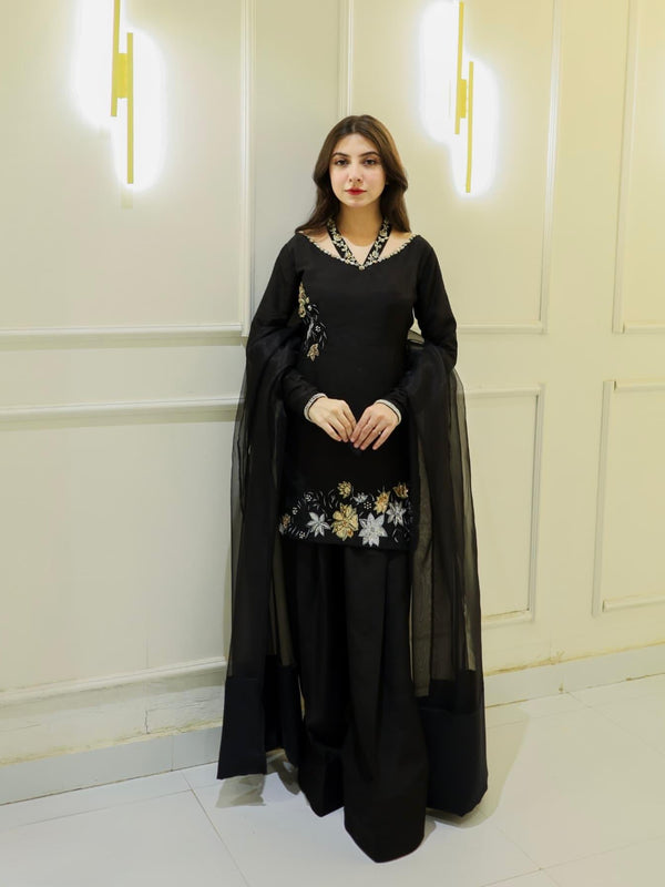 Natural Crep Silk Top-Bottom And Dupatta Set Fully Stitched Dresses