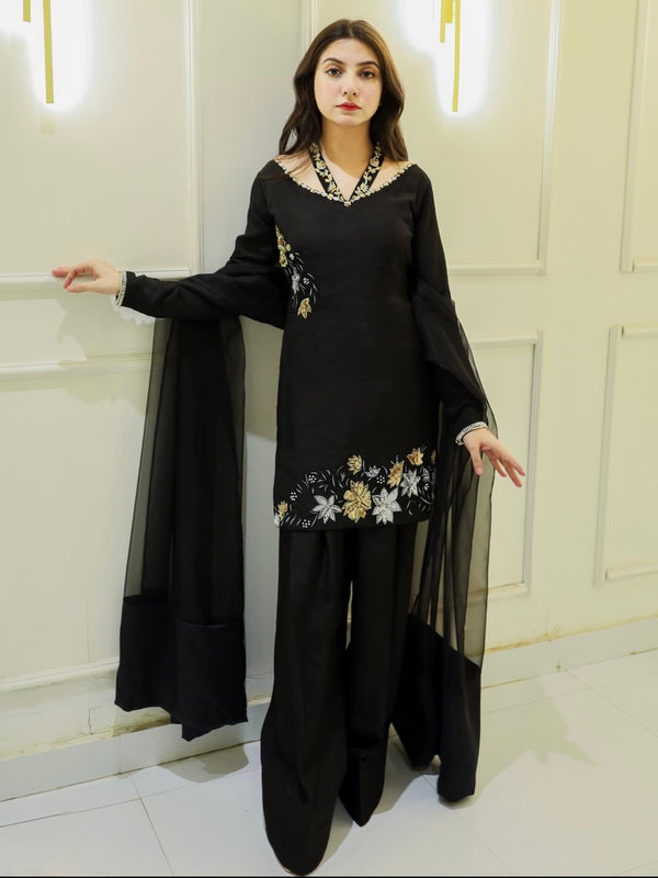 Natural Crep Silk Top-Bottom And Dupatta Set Fully Stitched Dresses