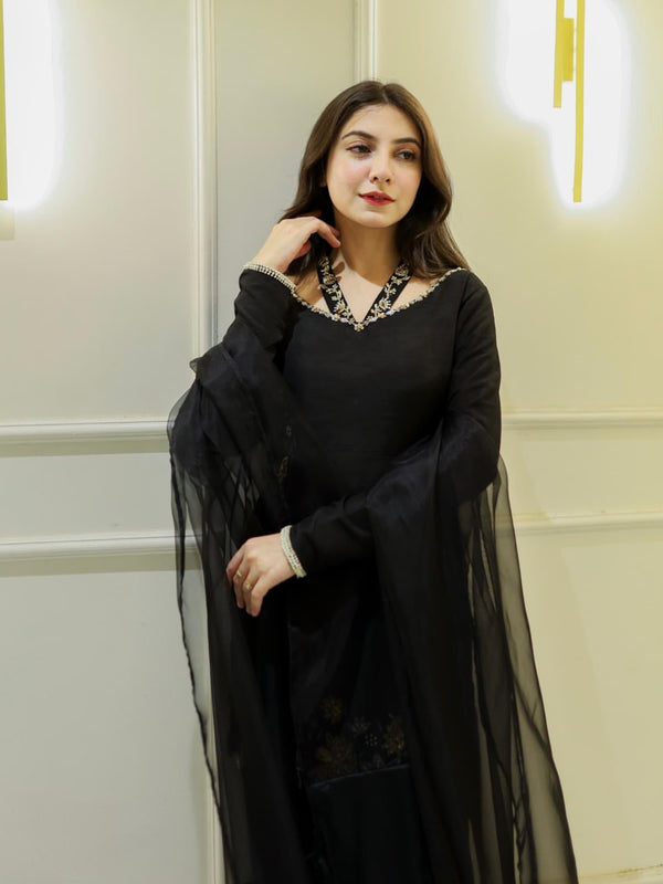 Natural Crep Silk Top-Bottom And Dupatta Set Fully Stitched Dresses