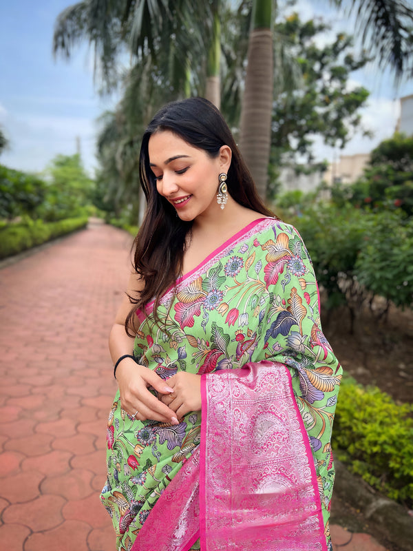 Banarasi Silk With Floral Zari Border Saree