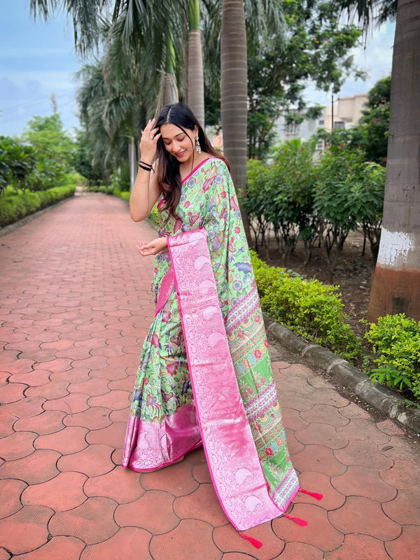 Banarasi Silk With Floral Zari Border Saree