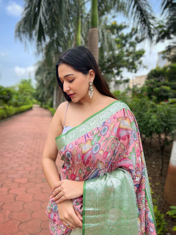 Banarasi Silk With Floral Zari Border Saree
