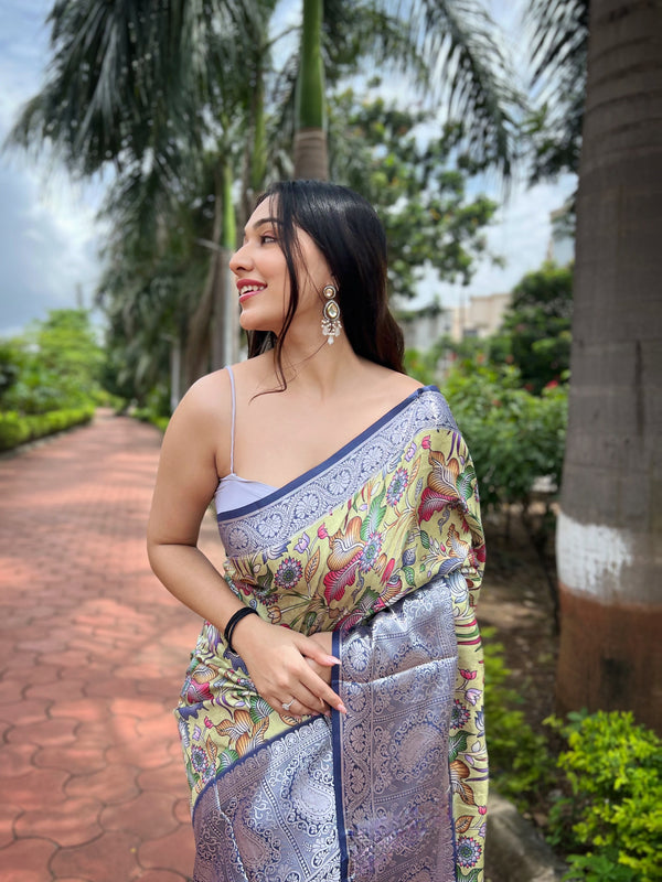 Banarasi Silk With Floral Zari Border Saree