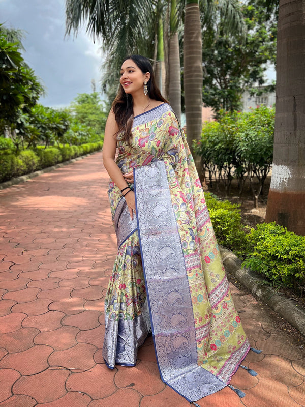 Banarasi Silk With Floral Zari Border Saree