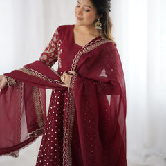 Crunchy Silk Embroidered Indo Western