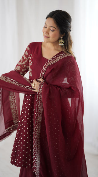Crunchy Silk Embroidered Indo Western