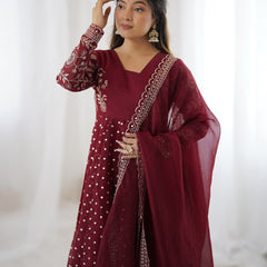 Crunchy Silk Embroidered Indo Western