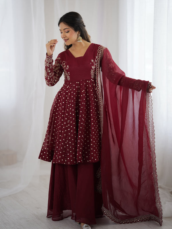 Crunchy Silk Embroidered Indo Western
