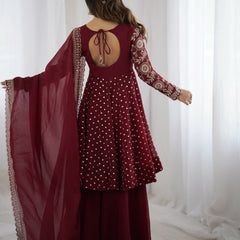 Crunchy Silk Embroidered Indo Western