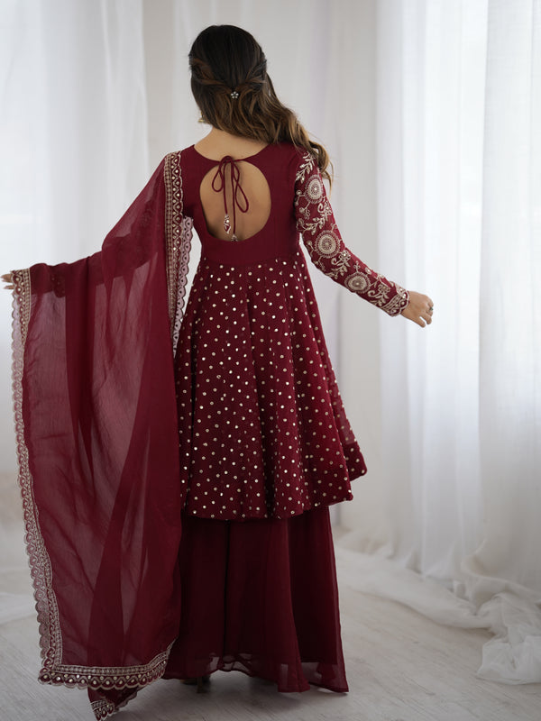 Crunchy Silk Embroidered Indo Western