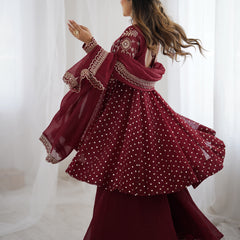 Crunchy Silk Embroidered Indo Western