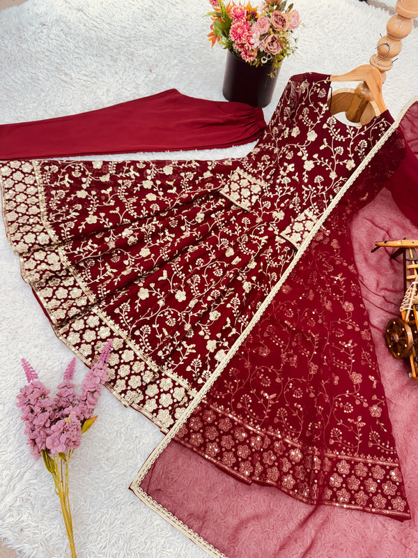 Embroidered Sequin Designer Anarkali Lehenga