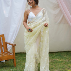Pure Organza Silk Embroidered Work Saree