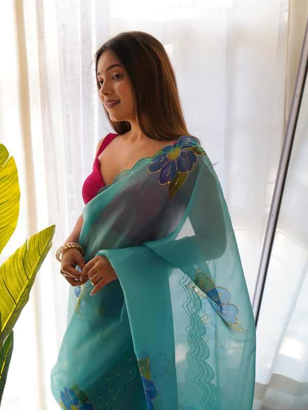 Pure Organza Designer Saree