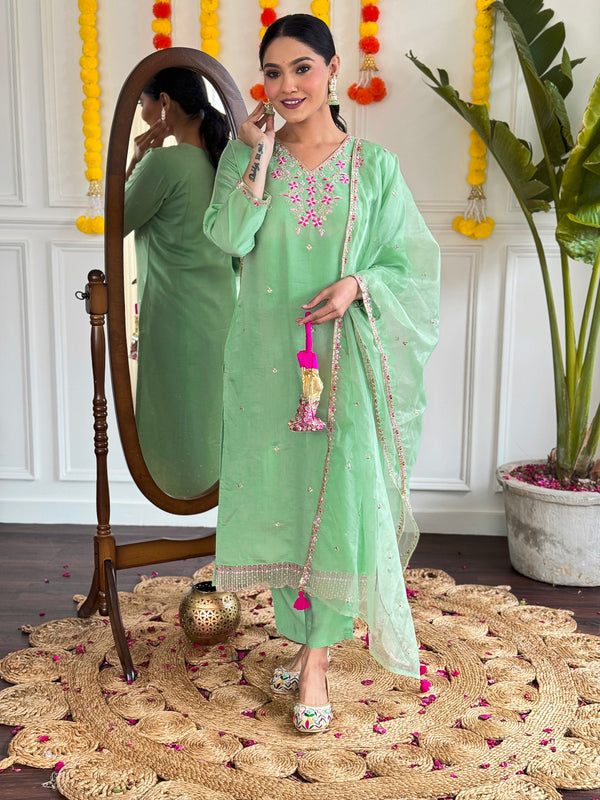 Pista Green Color With Trending Dresses
