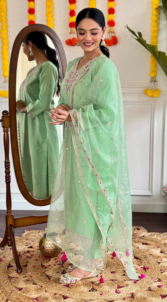 Pista Green Trending Kurti with Dupatta