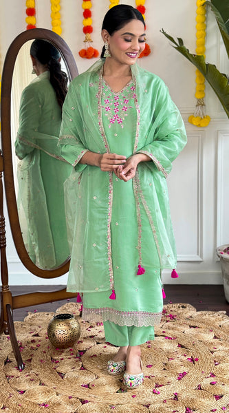 Pista Green Trending Kurti with Dupatta