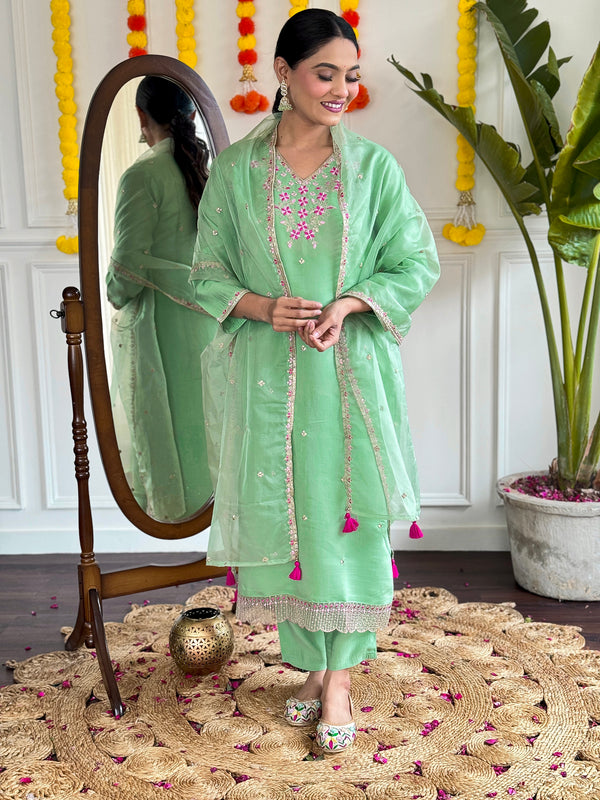 Pista Green Color With Trending Dresses