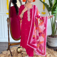 Embroidary Work With Pink Color Dresses