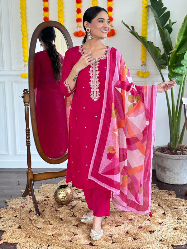 Embroidary Work With Pink Color Dresses