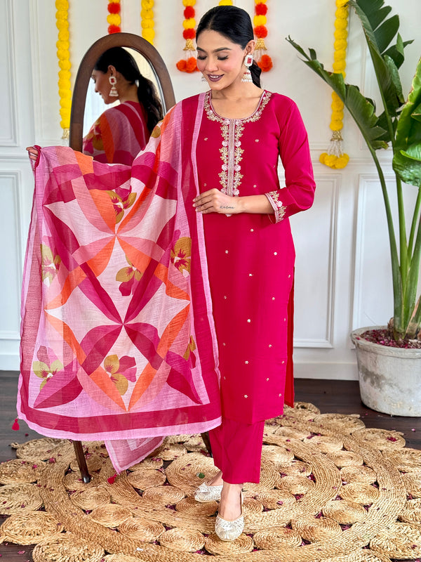 Embroidary Work With Pink Color Dresses