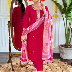 Embroidary Work With Pink Color Dresses