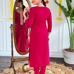 Embroidary Work With Pink Color Dresses