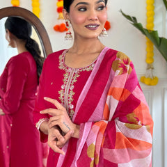 Embroidary Work With Pink Color Dresses