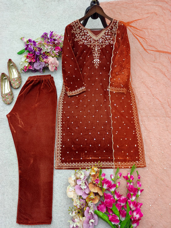 Velvet Embroidered Dresses