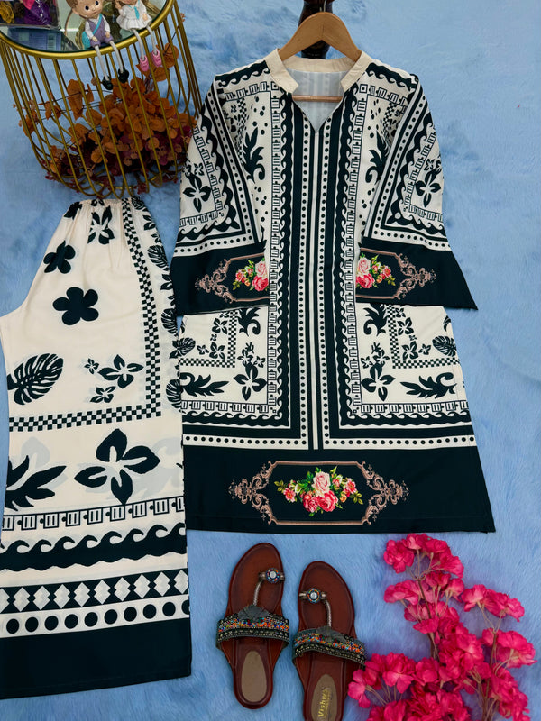 Natural Crepe Top & plazzo Co-Ord Sets