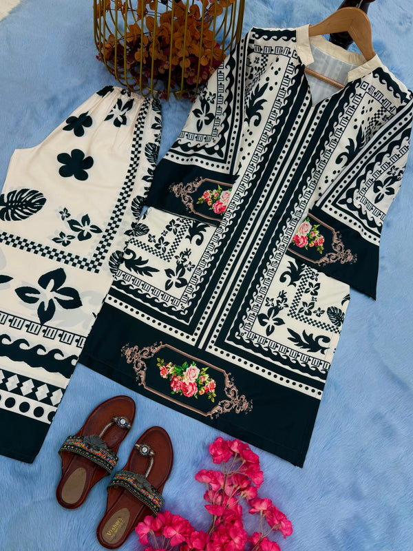Natural Crepe Top & plazzo Co-Ord Sets