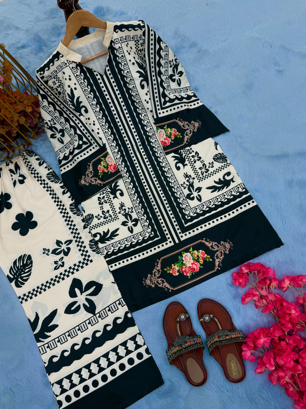Natural Crepe Top & plazzo Co-Ord Sets