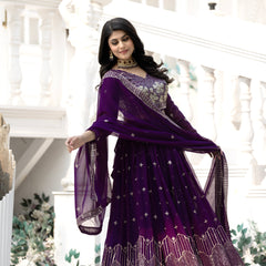 Embroidered Velvet Sequin Floral Lehenga