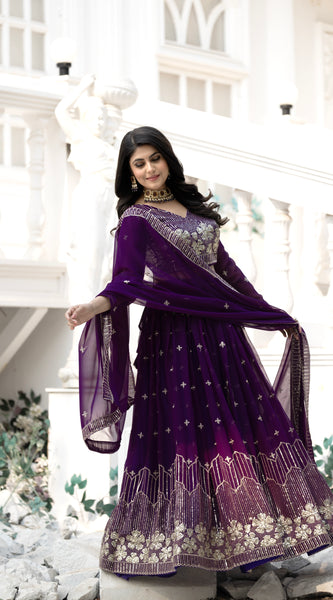Embroidered Velvet Sequin Floral Lehenga