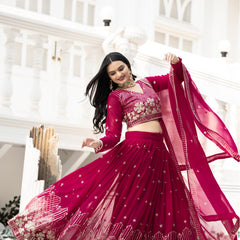 Embroidered Velvet Sequin Floral Lehenga