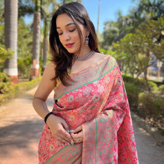 All Over Flower Design Silk Saree