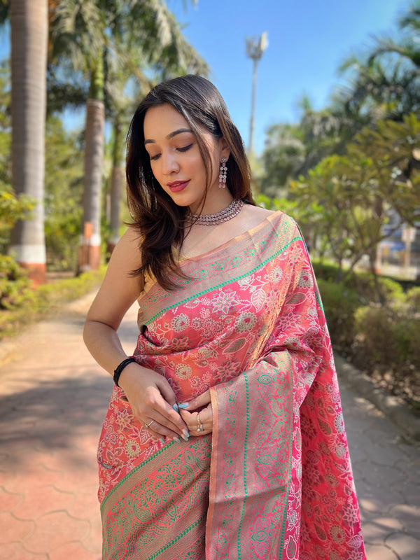 All Over Flower Design Silk Saree
