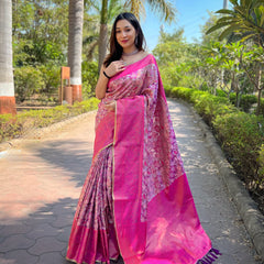All Over Flower Design Silk Saree