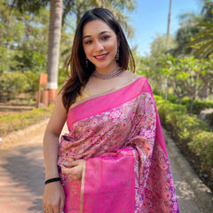 All Over Flower Design Silk Saree