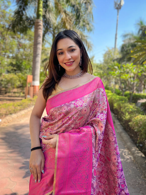 All Over Flower Design Silk Saree