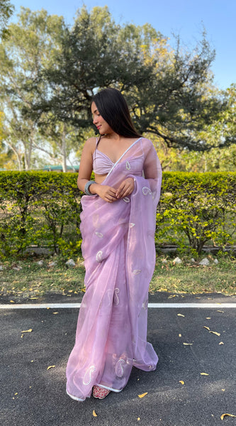 Gota Patti Embroidered Pure Organza Saree