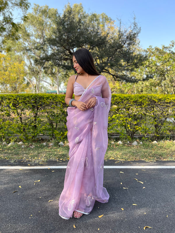 Gota Patti Embroidered Pure Organza Saree