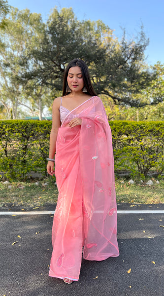 Gota Patti Embroidered Pure Organza Saree