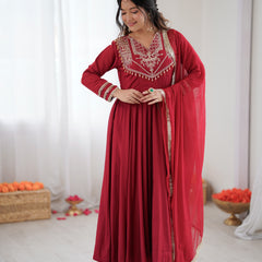 Roman Silk Designer Anarkali Lehenga