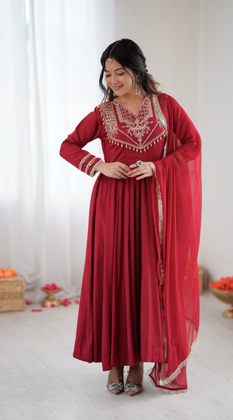 Roman Silk Designer Anarkali Lehenga